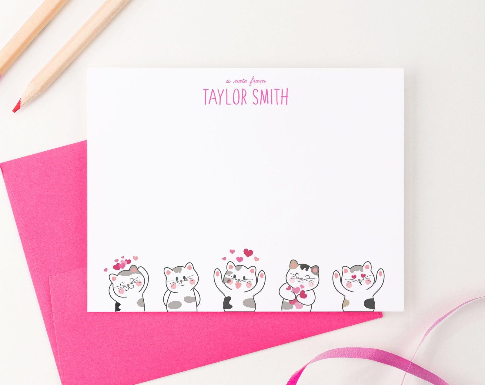Personalized Kids Stationery With Cats