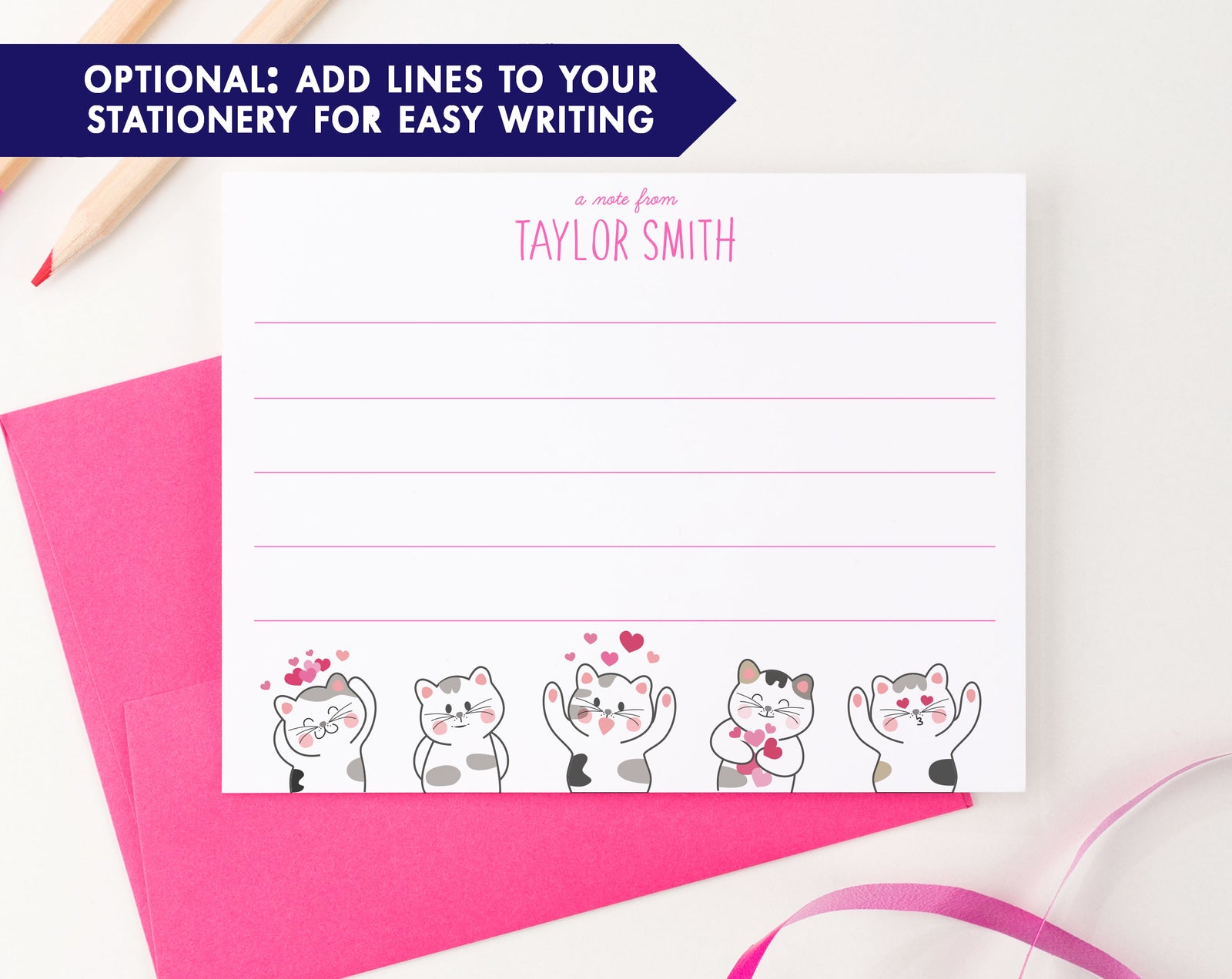 Personalized Kids Stationery With Cats