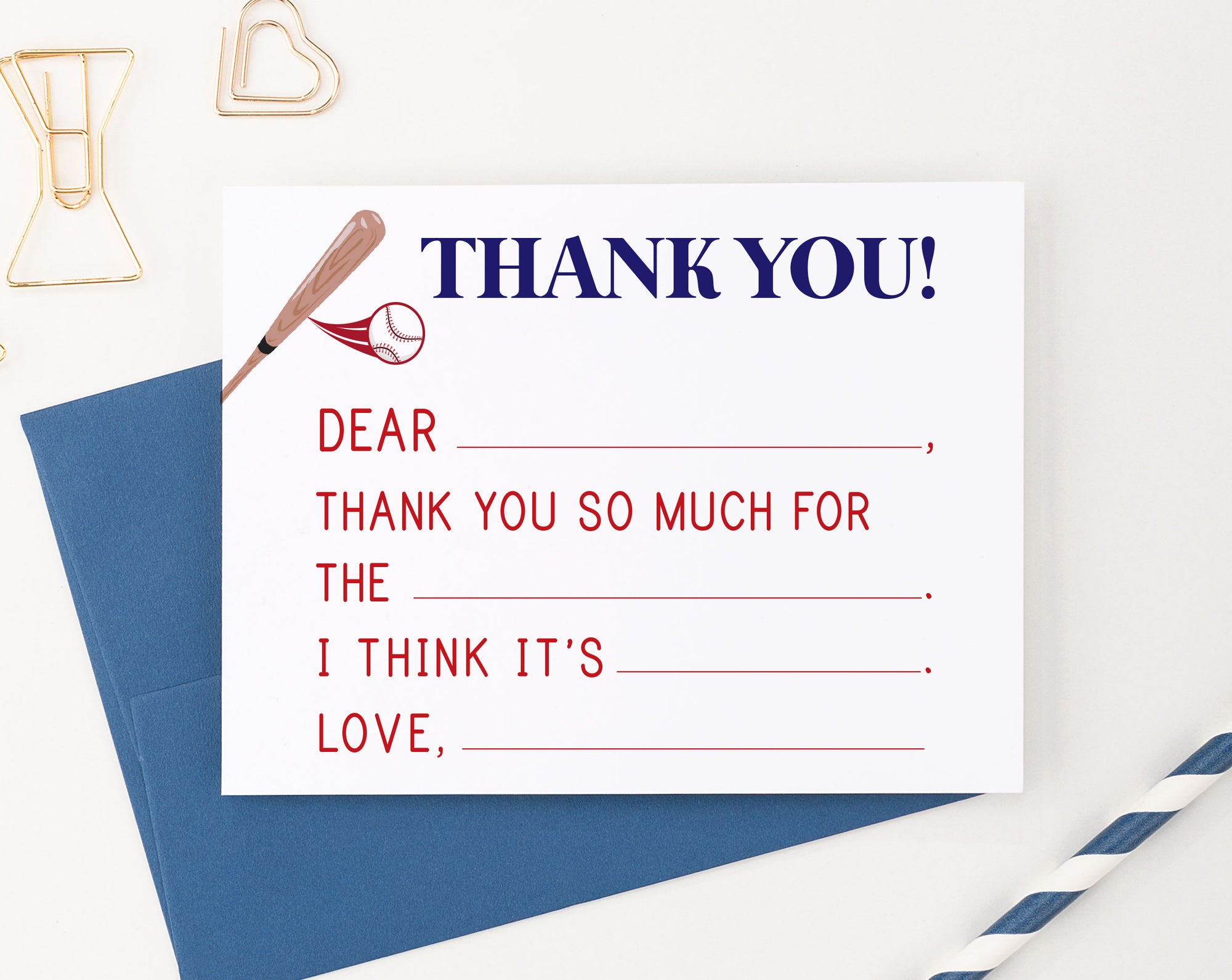 Baseball Fill In The Blank Thank You Notes For Kids