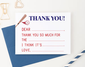 Baseball Fill In The Blank Thank You Notes For Kids