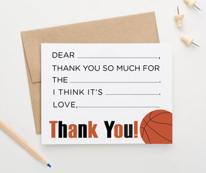 Basketball Fill In Thank You Cards