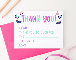 Butterfly Fill In The Blank Thank You Cards 
