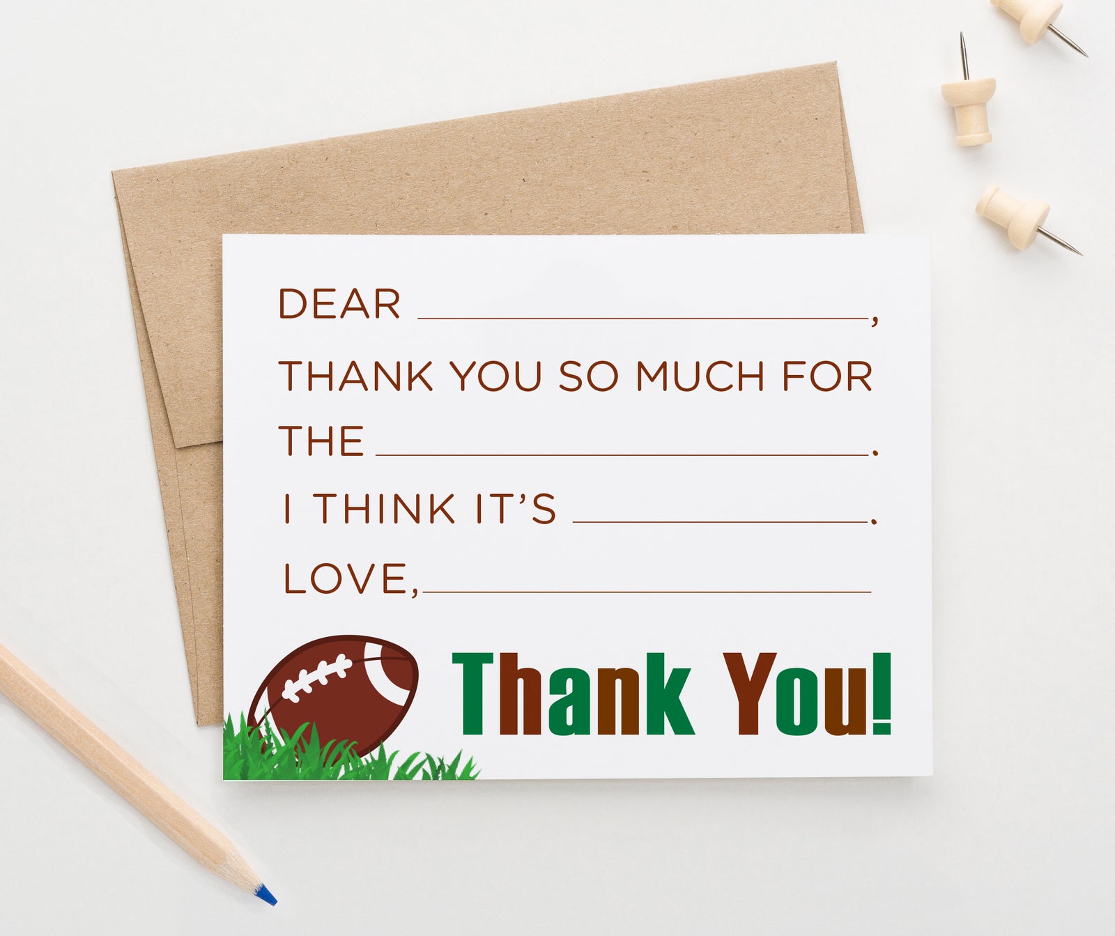 Football Thank You Cards Fill In The Blank