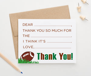 Football Thank You Cards Fill In The Blank