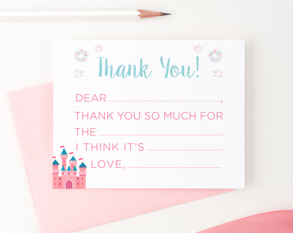 Princess Fill In The Blank Thank You Cards - Modern Pink Paper