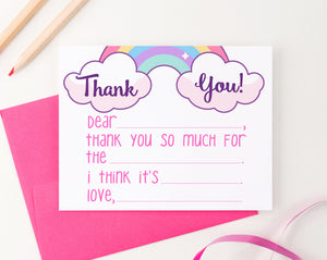 Rainbow Fill In Thank You Cards For Kid