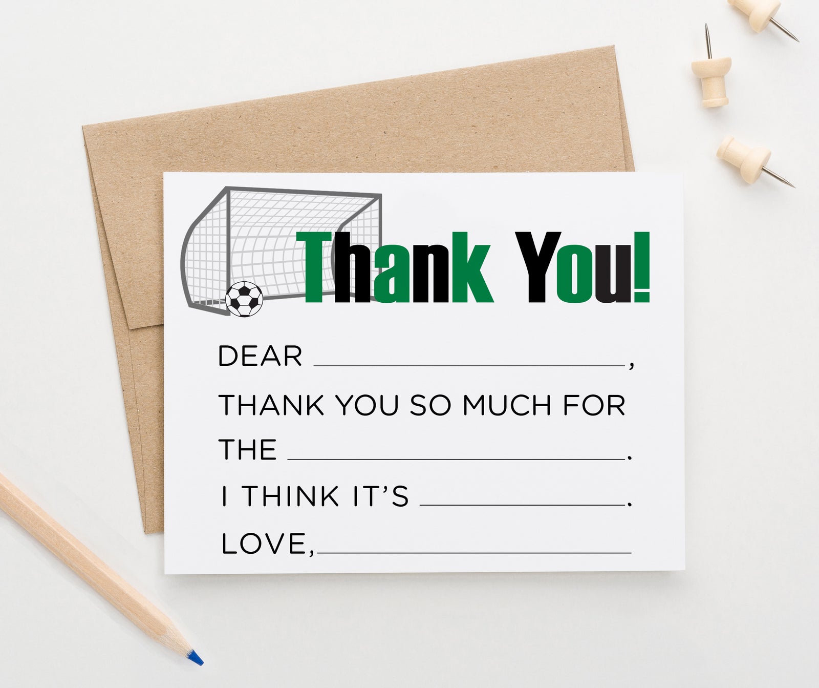 Soccer Fill In Thank You Cards For Kids