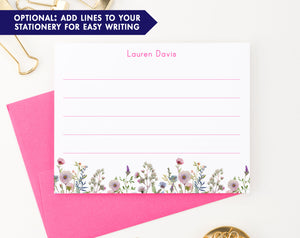 Girls Classic Personalized Stationery With Florals