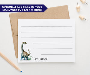 Watercolor Dinosaur Personalized Stationery Set for Kids