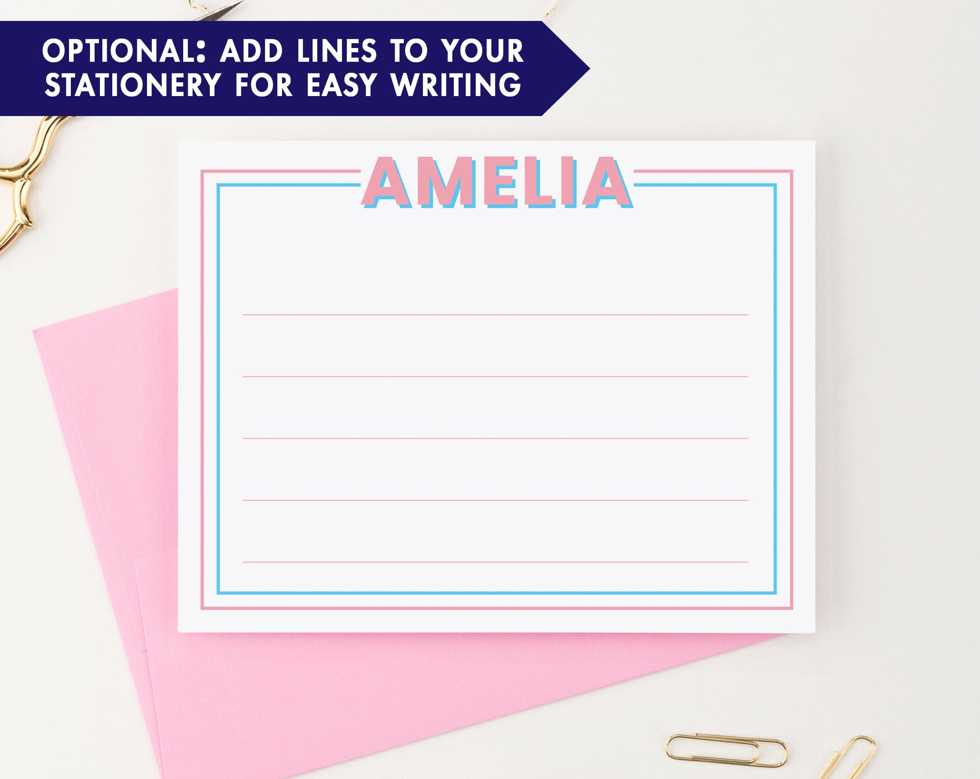 Kids Playful Personalized Stationery With Simple Border