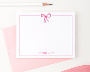 Cute Customized Bow Stationery Note Cards With Border