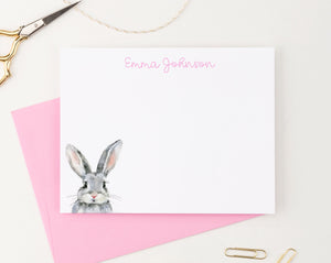 Watercolor Bunny Personalized Stationery Set For Girls