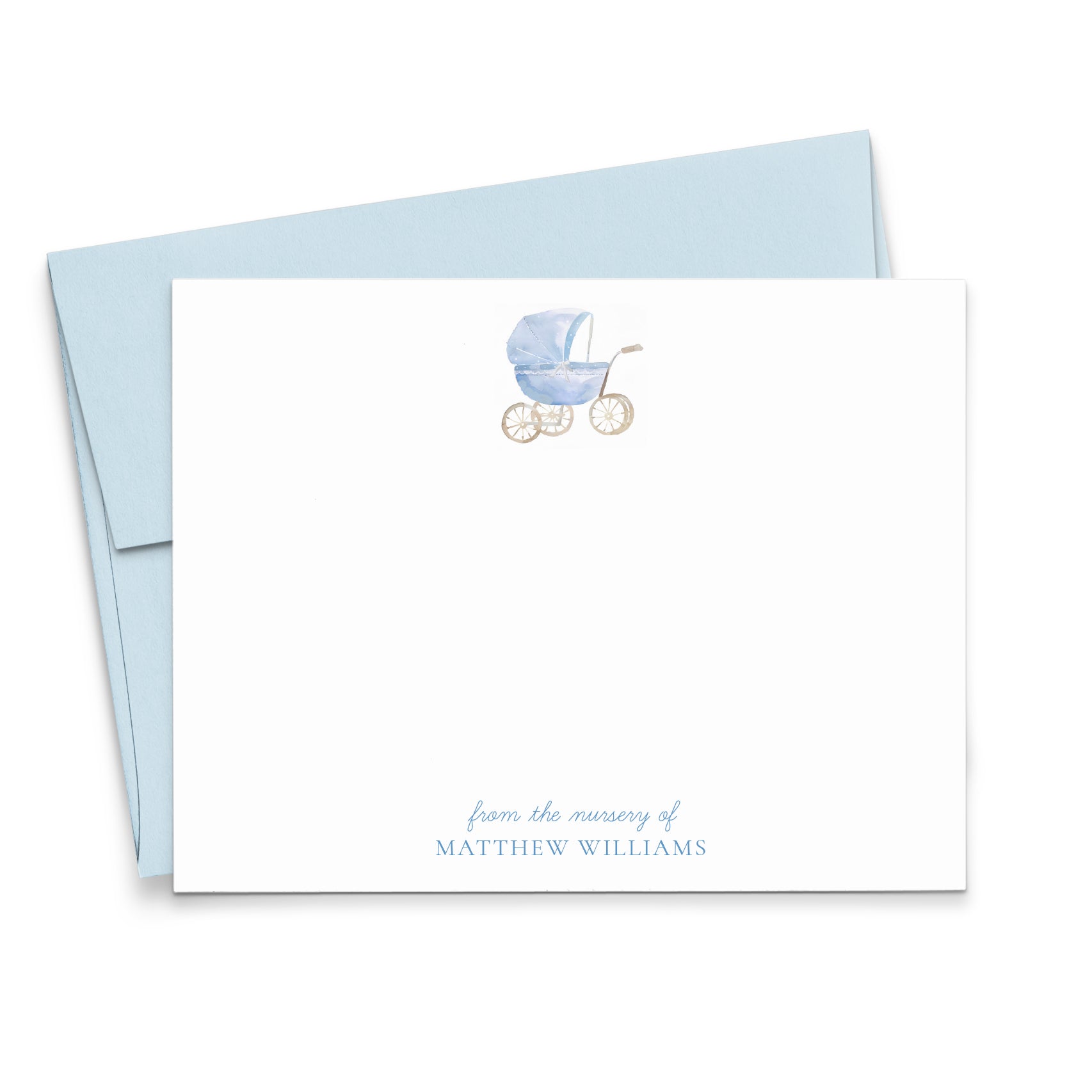 Cute Personalized Baby Boy Notecards With Stroller