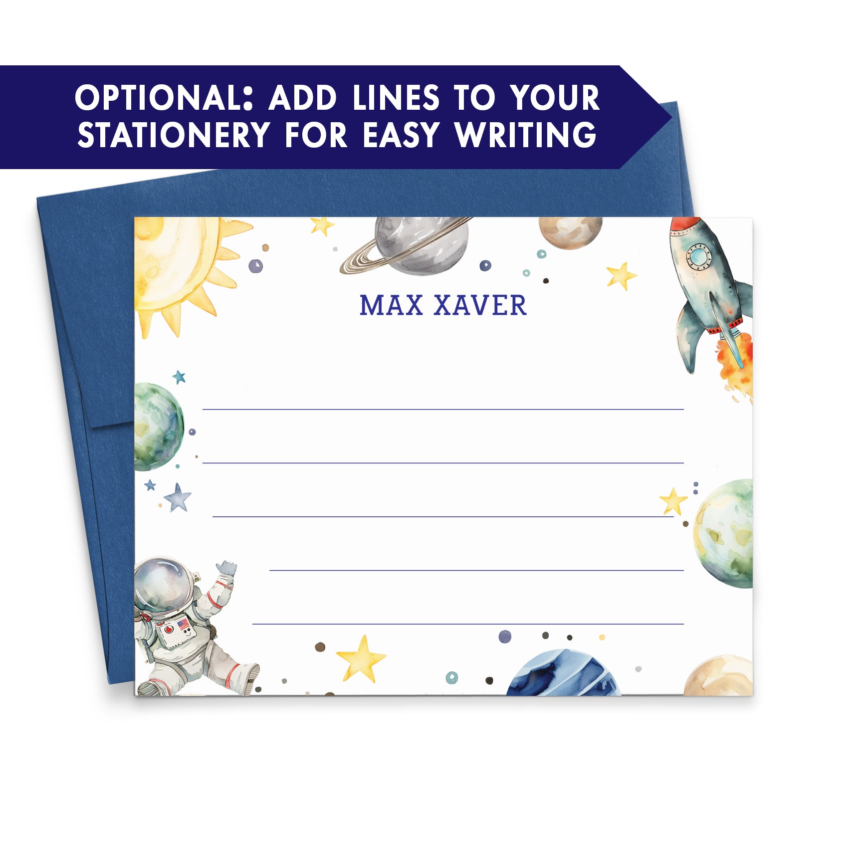 Personalized Space Themed Stationery Set For Kids 