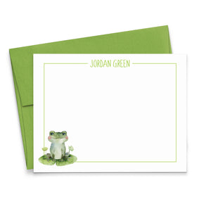 Cute Frog Personalized Kids Stationery With Border