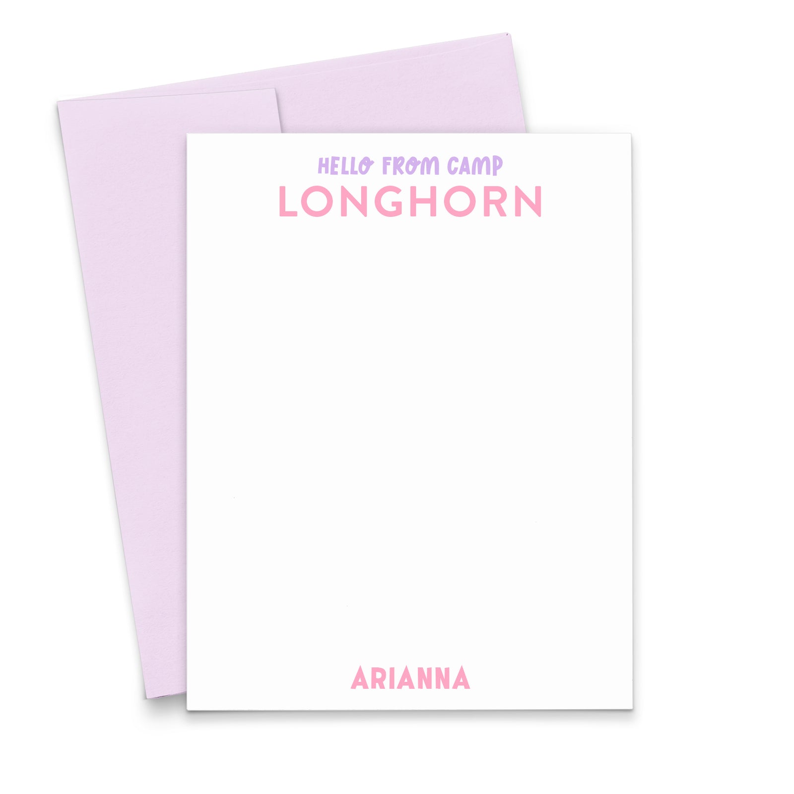 Cute Custom Girls Camp Stationery Notecards With Name