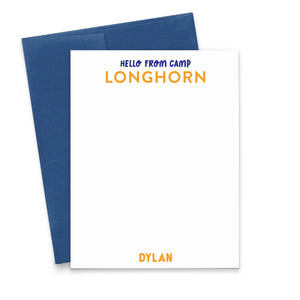 Personalized Boys Camp Stationery Note Cards With Name