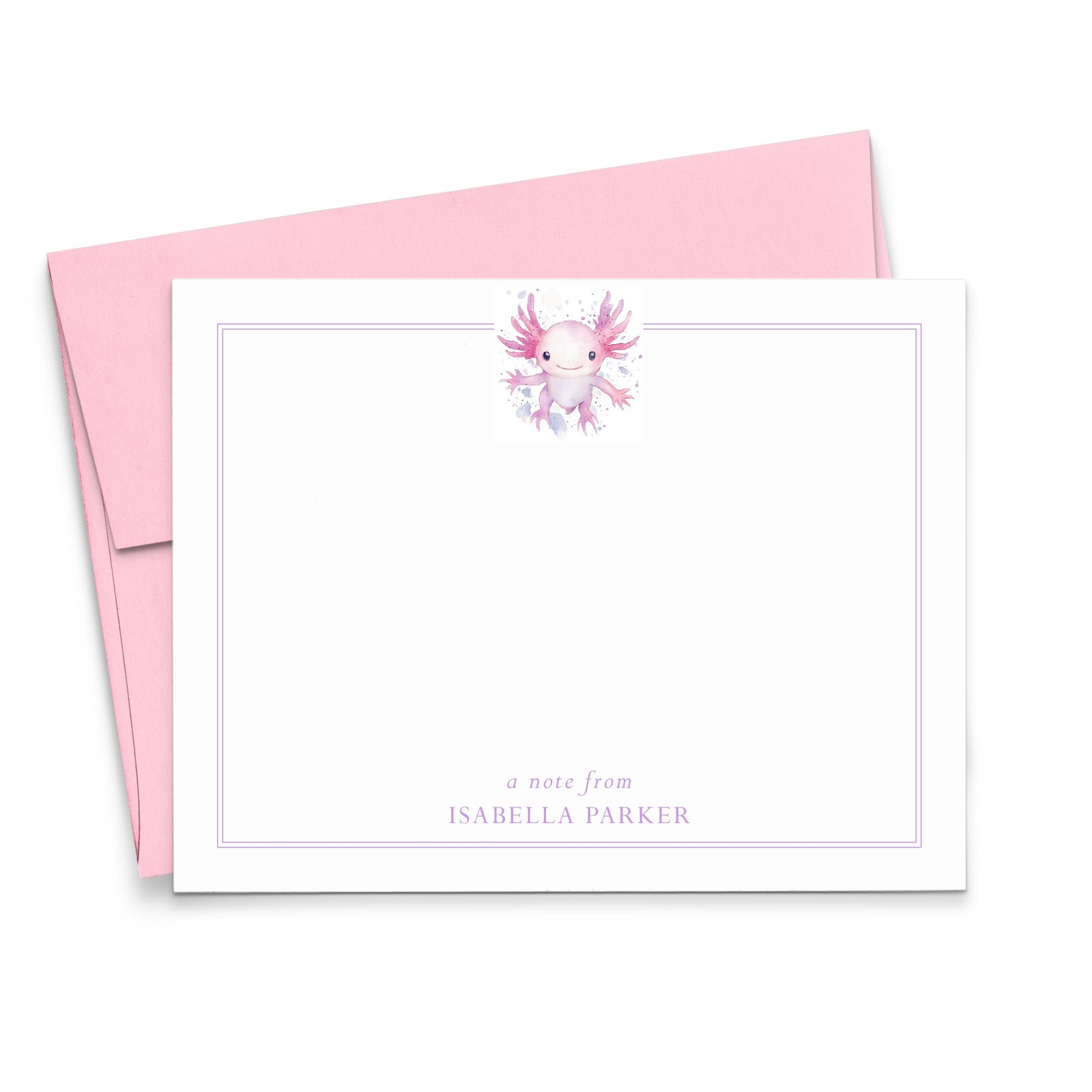 Axolotl Personalized Note Cards For Kids