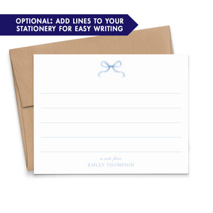 Blue Bow Personalized Kids Stationery