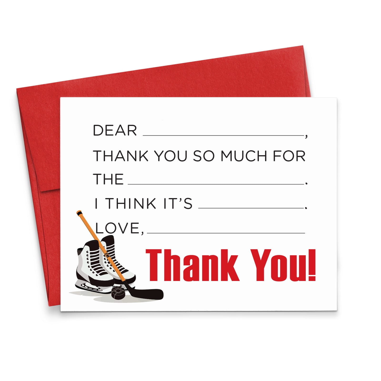 Hockey Fill In Thank You Cards For Kids