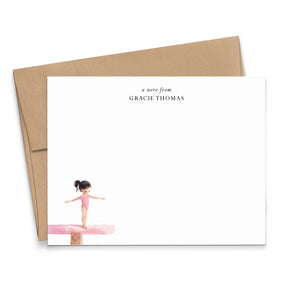 Personalized Gymnastics Note Cards For Girls