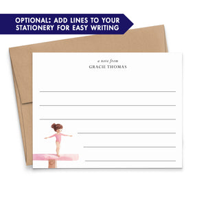 Personalized Gymnastics Note Cards For Girls
