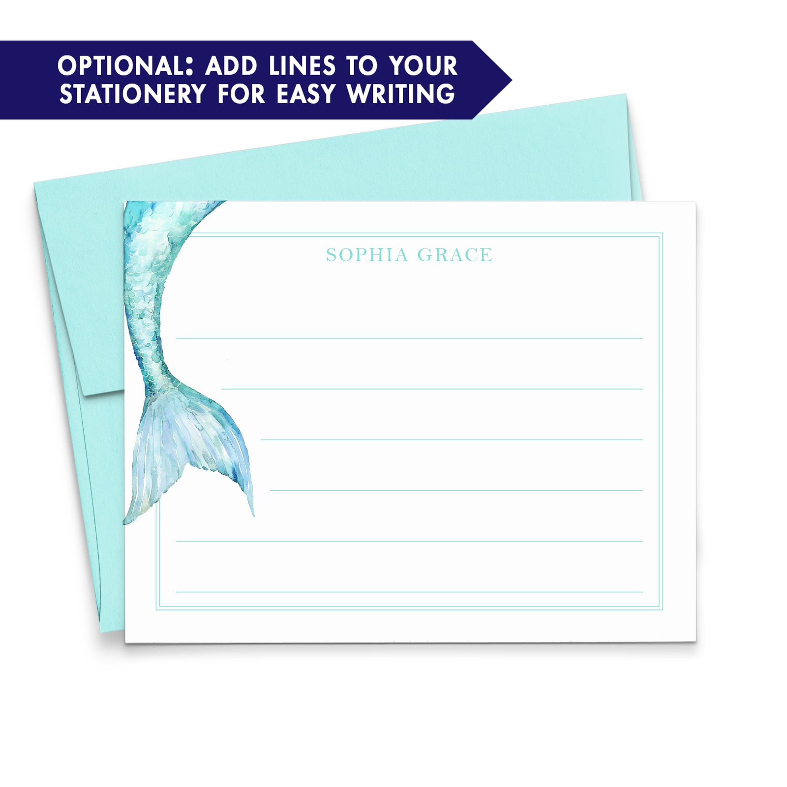 Mermaid Tail Personalized Stationery For Kids