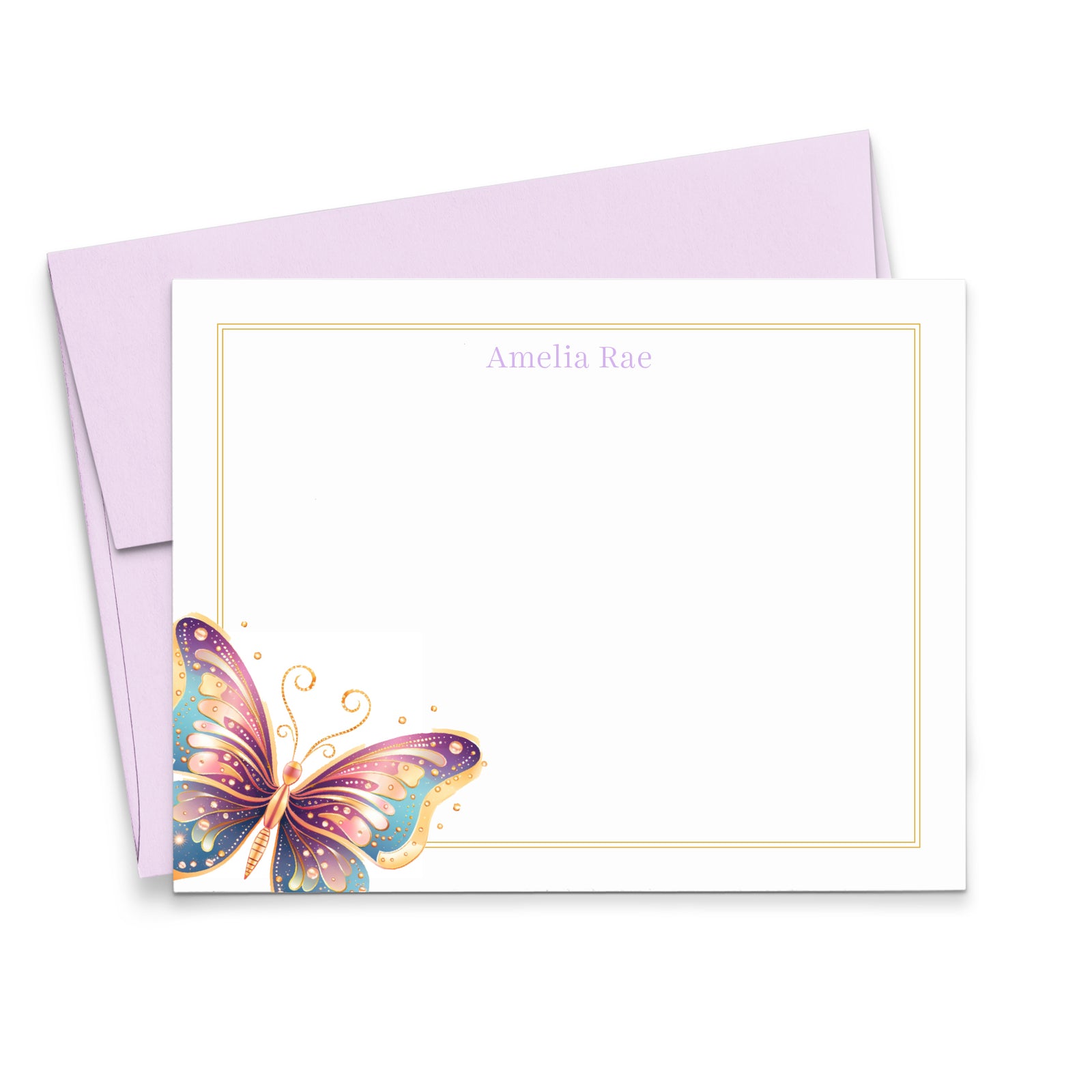 Butterfly Personalized Stationery For Girls