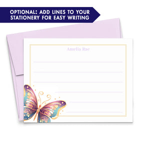 Butterfly Personalized Stationery For Girls