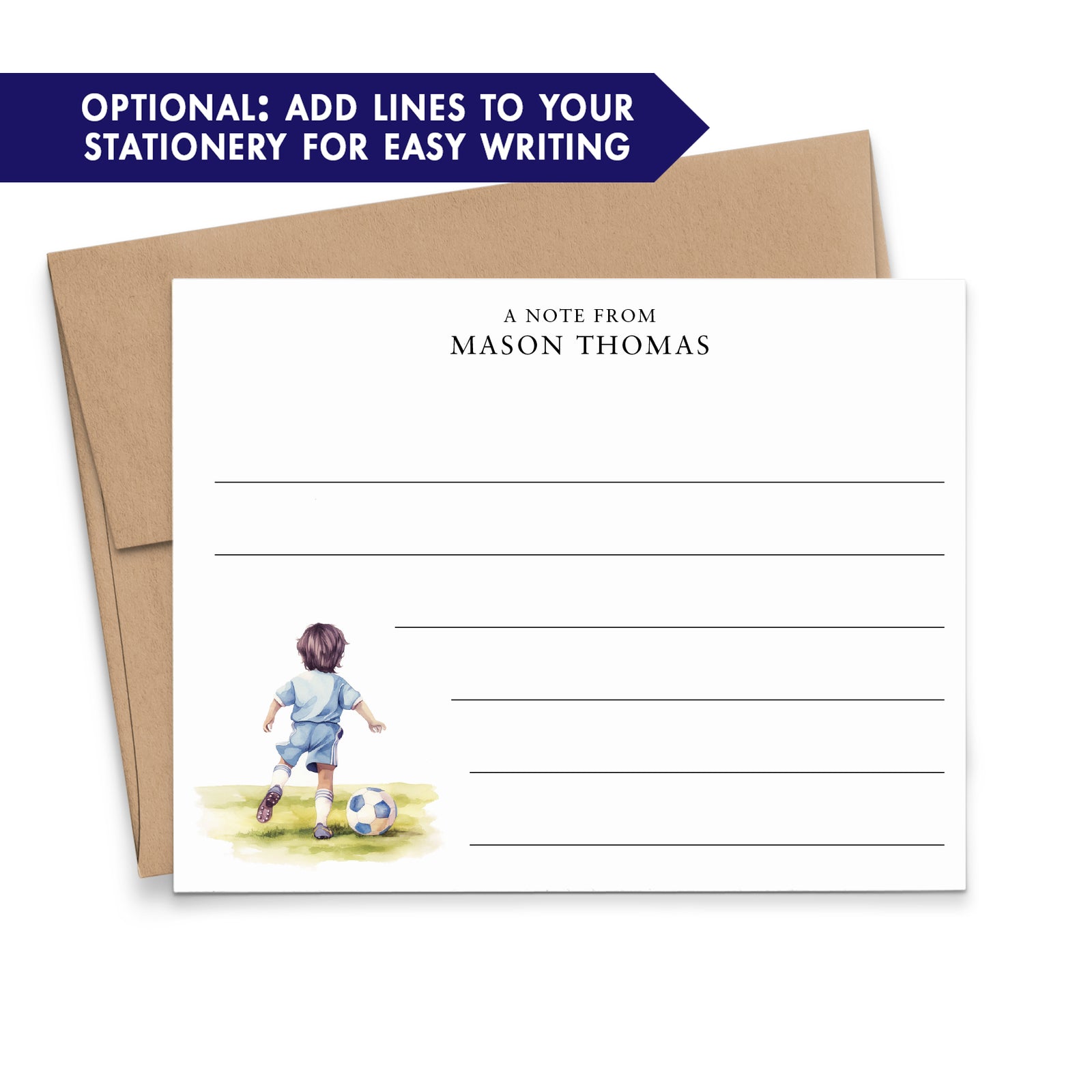 Personalized Soccer Note Cards For Boys