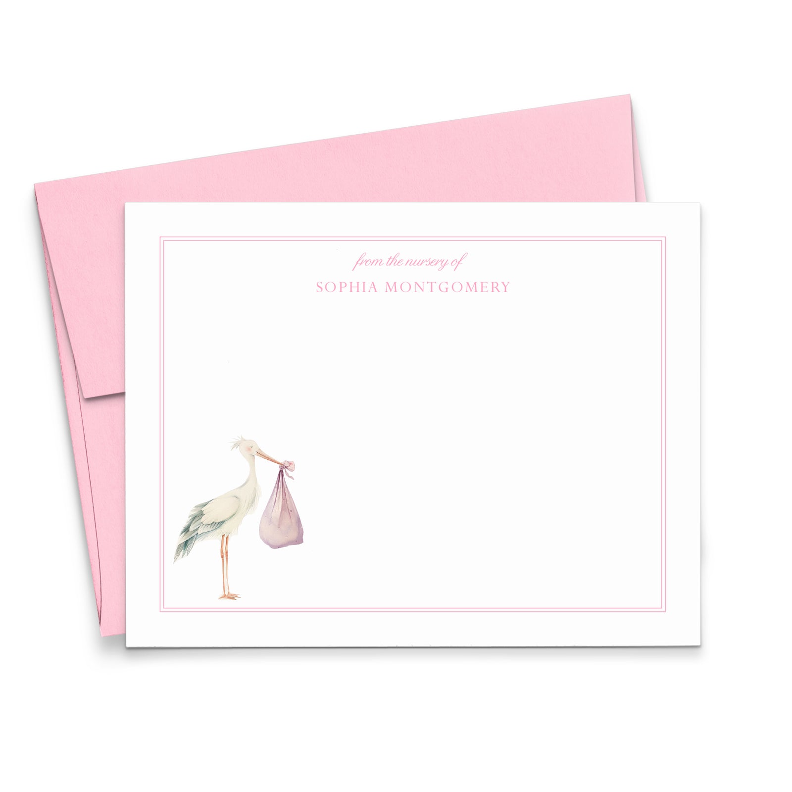 Baby Girl Stork Personalized Stationery