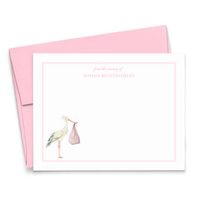 Baby Girl Stork Personalized Stationery