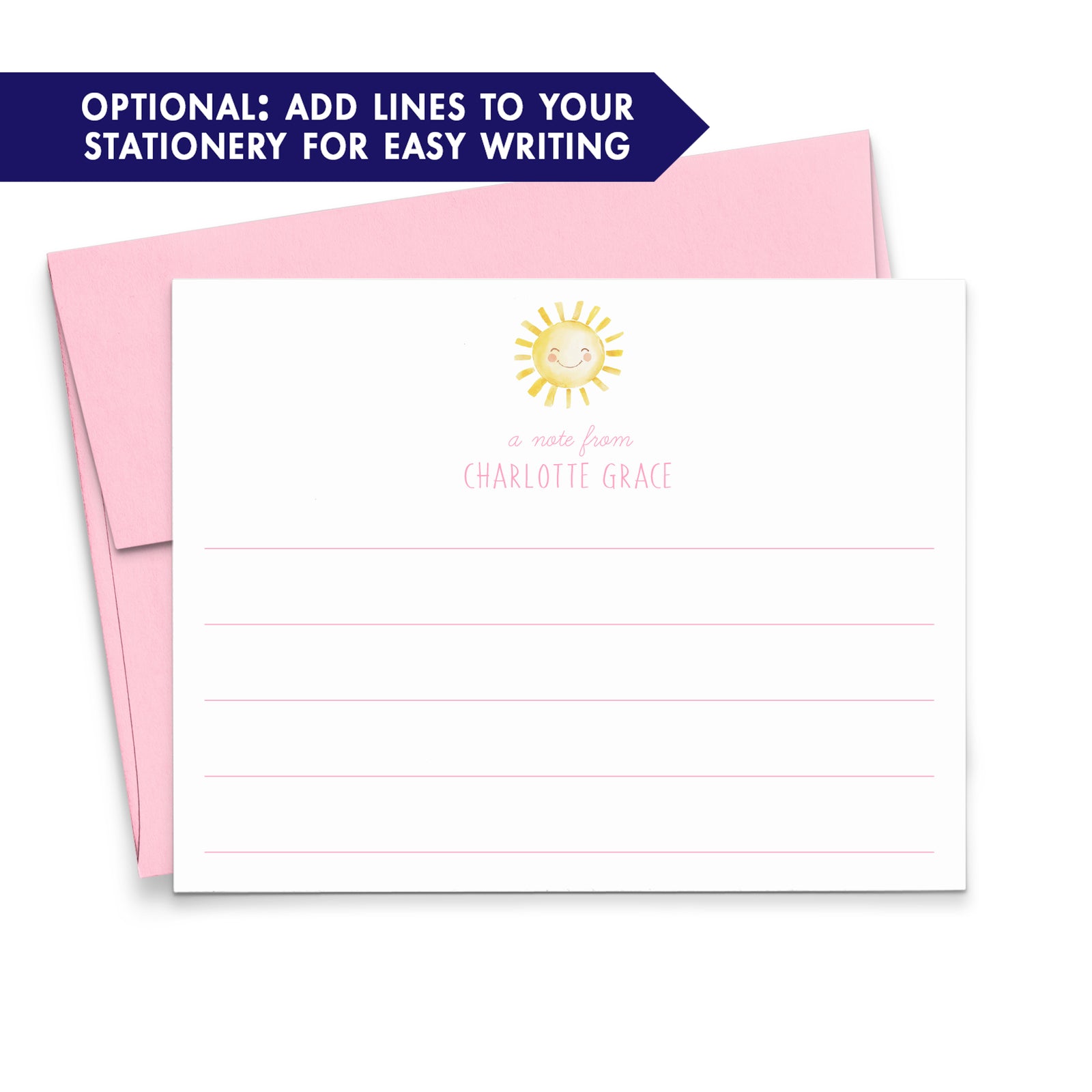 Sunshine Personalized Stationery For Girls