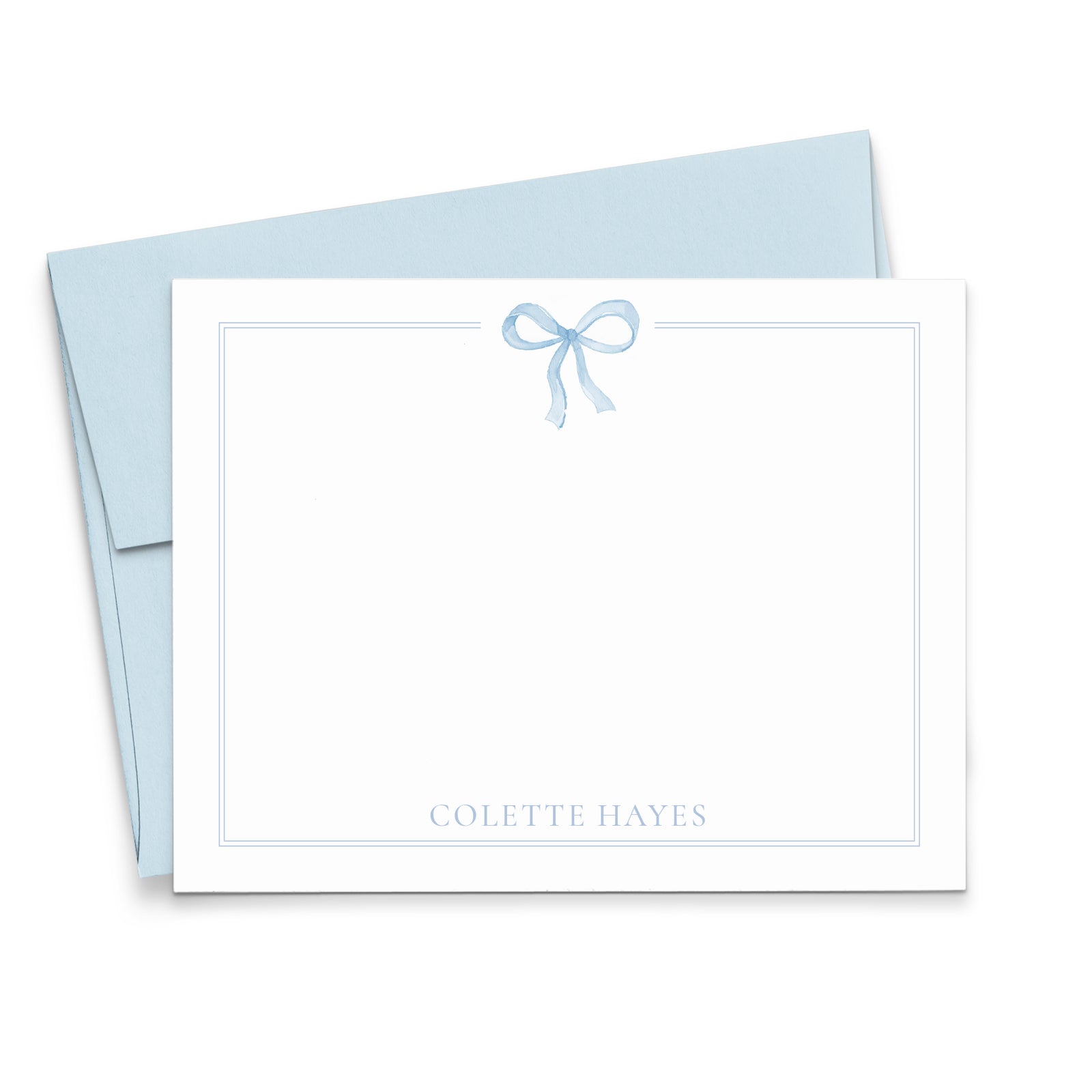Blue Bow Personalized Stationery For Girls