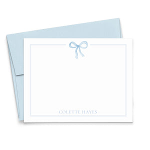 Blue Bow Personalized Stationery For Girls