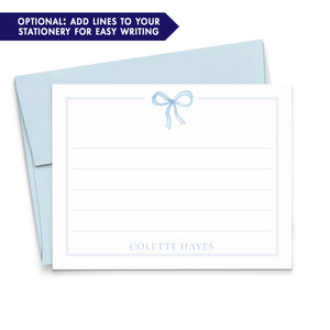 Blue Bow Personalized Stationery For Girls