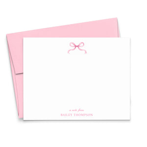 Pink Bow Personalized Stationery For Girls