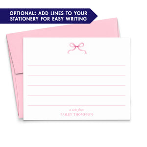 Pink Bow Personalized Stationery For Girls