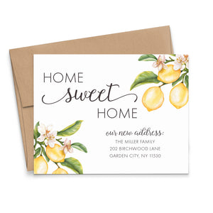 Cute New Home Announcement Cards With Lemons