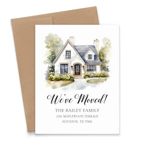 Watercolor Home Moving Announcement Custom Cards