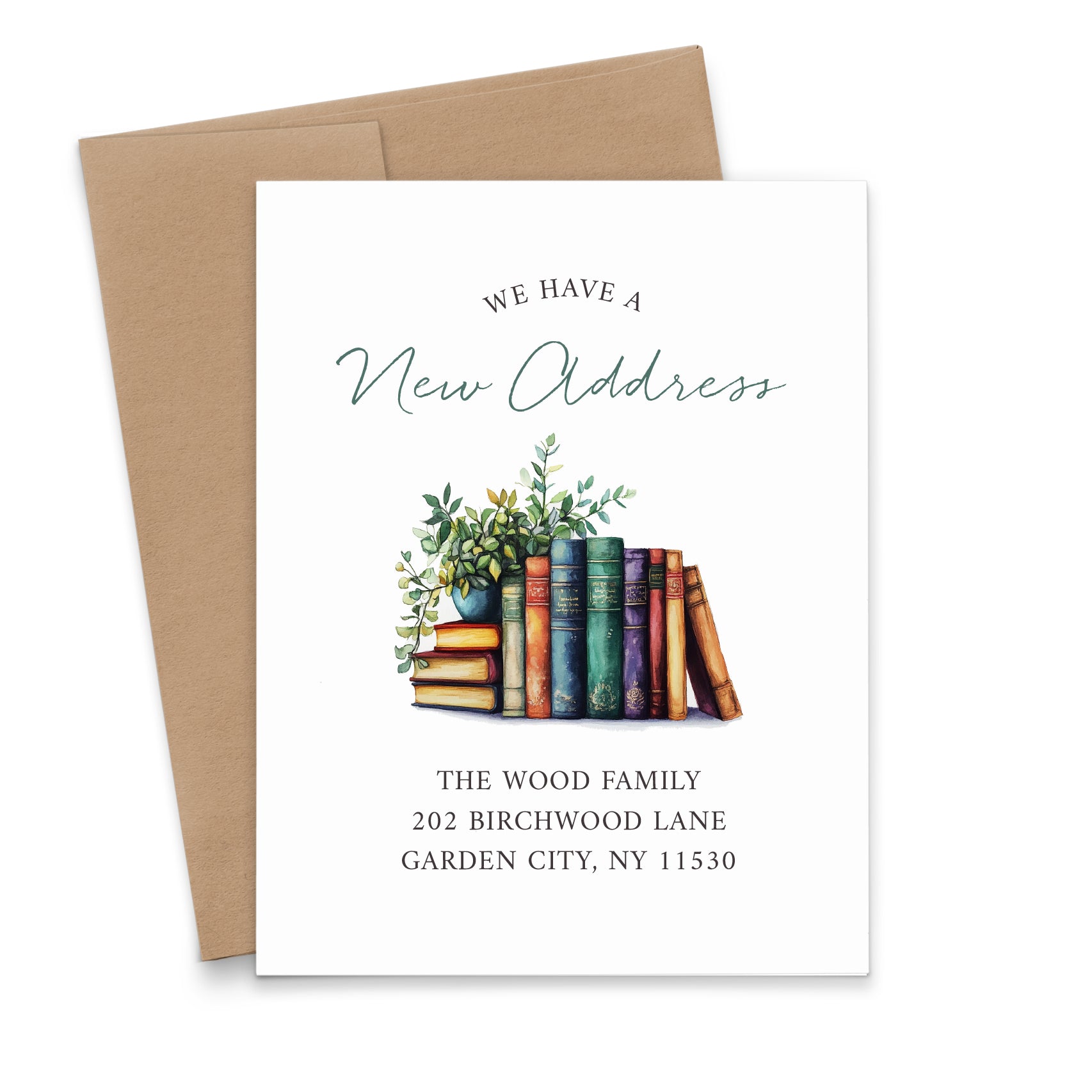 Watercolor Books Change Of Address Announcement Cards 