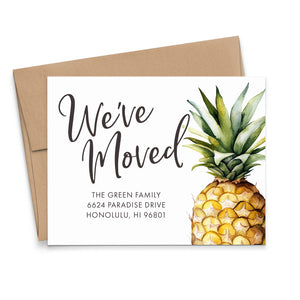 Pineapple We've Moved Announcement Cards Tropical Theme 