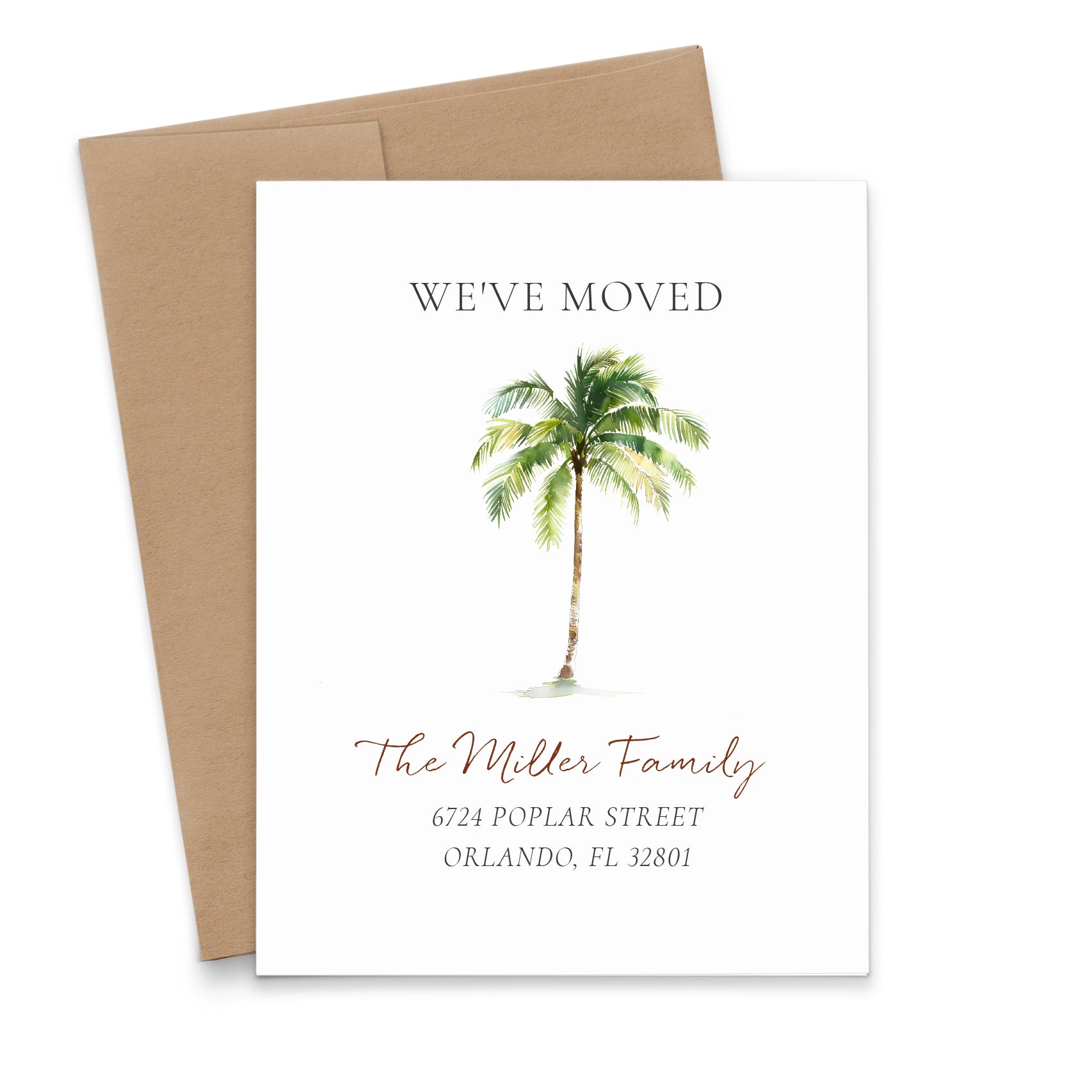 Beach Theme Moving Announcement Custom Cards With Palm Tree