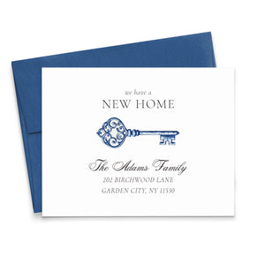 Classic New Home Announcement Cards With Vintage Key