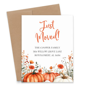Fall Pumpkin and Wildflower Change of Address Cards
