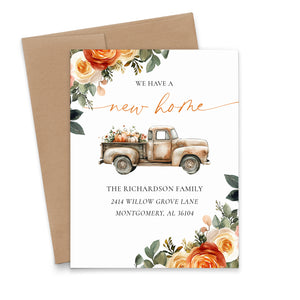 Vintage Fall Truck Moving Announcements