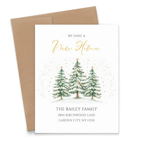 Winter Christmas Tree Change of Address Cards