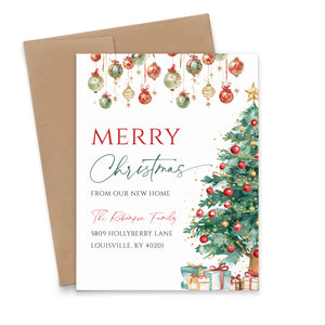 Red and Green Christmas New Home Announcement Cards