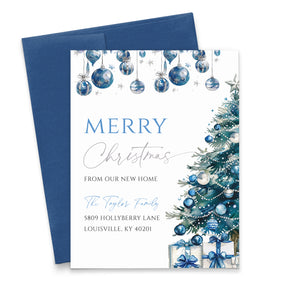 Blue and Silver Christmas Moving Announcements