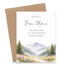 Mountain and Wildflower Change of Address Cards